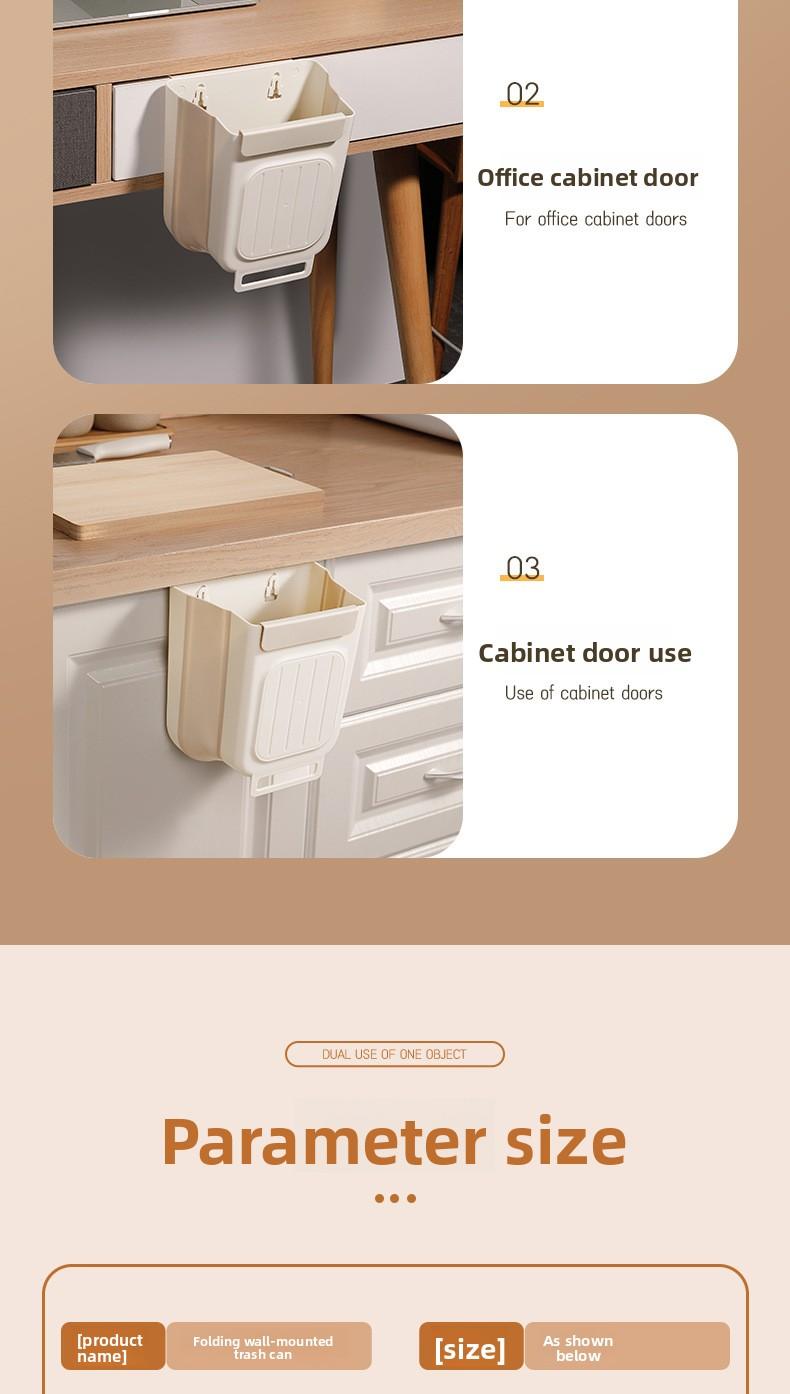 Foldable Trash Can for Home Kitchen Cabinet Hanging Garbage Storage Thickened Large Caliber Multifunctional Trash Can