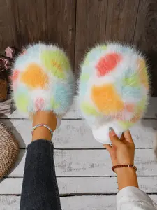 Women's Plush Slippers, Soft Sole Winter Home Shoes, Warm Fuzzy Cotton Slippers, Multiple Colors Available, Large Size, Fashionable Design