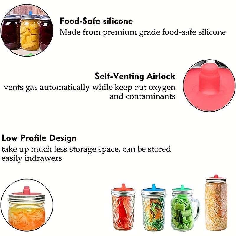 For Home Fermentation, Pickle & Kombucha Making, Fermentation Sealing Solution, Mason Jar Fermentation Lids, Sealed Leak-proof with Pour Spout, Effortlessly Handle Home Fermented Food Making, 5 Pack