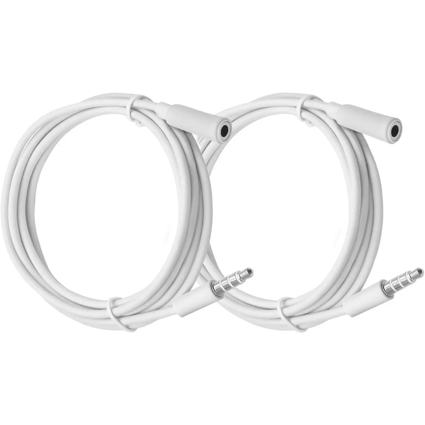 OLIREXD 2Pcs 3.5mm 4-Pole Headphone Extension Cable Male to Female Jack Extender, 3ft White Audio Extension Cord for PC, Tablet, Most Phones with Secure Fit Design
