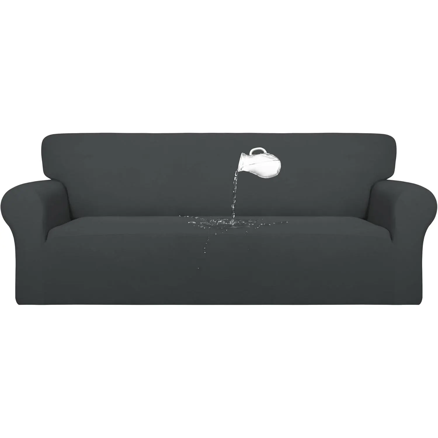 100% Dual Waterproof Couch Cover Slipcovers for Couches and Sofas - Stretch Non Slip Fleece Sofa Covers Washable, Leakproof Furniture Protector for Kids, Pets, Dog (Sofa, Dark Gray)
