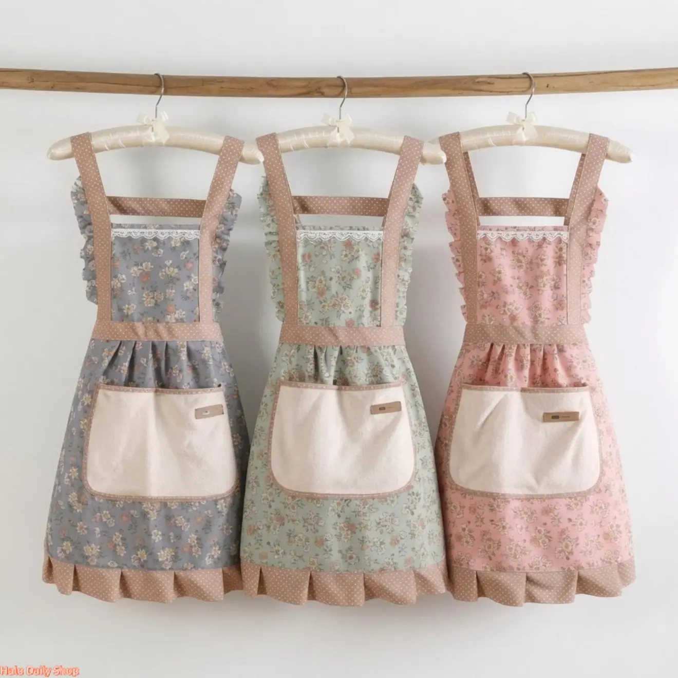 3 Pack 2026 New Korean Style Apron for Women Kitchen Waterproof Oil Proof Stain Resistant Breathable Comfort Princess Dress Design High Fashion Lightweight Durable Adjustable Strap Cute Daily Cooking Kitchen Work Gift US Design