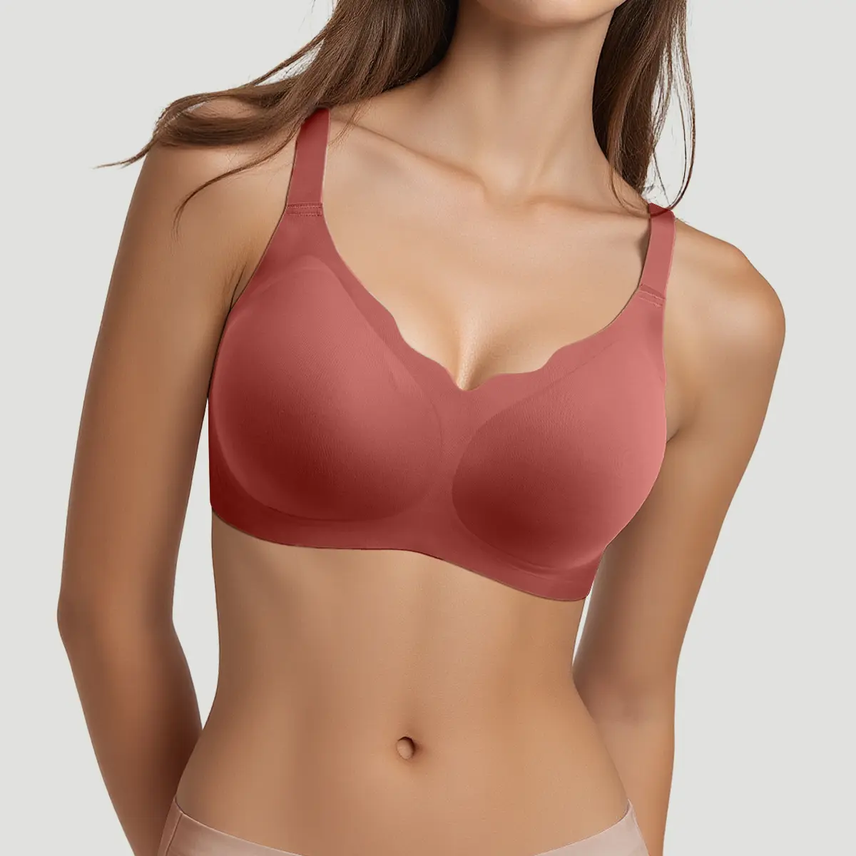 QUASTI Women Seamless Solid Color Everyday Bra Wire Free Cloud Soft Comfort Bra Adjustable Wide Shoulder Straps Invisible No Trace Sleep Daily Support Bra