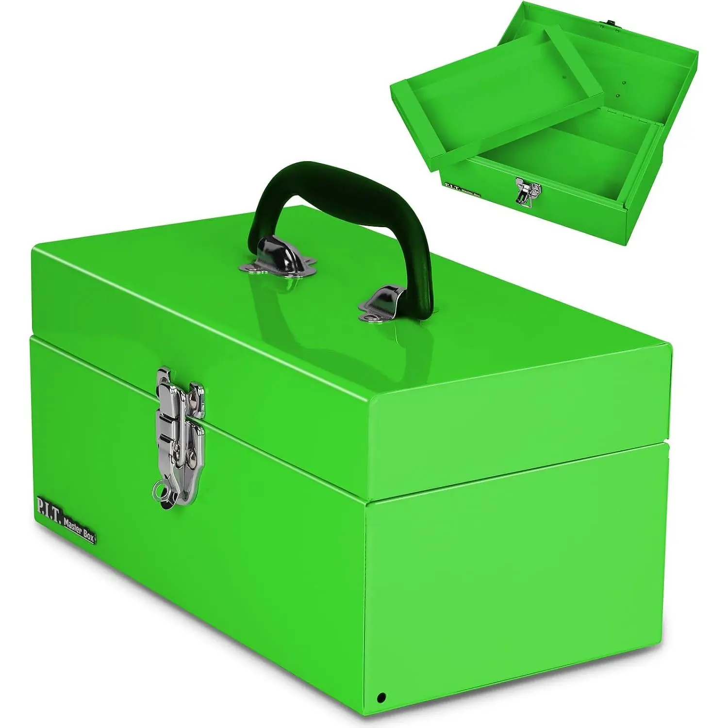 Metal Tool Box 12 Inch,Portable Small Toolbox with Latch,Green | Removable Metal Tray,Thickened Steel with  Coat Finish,Easy to Carry with a Comfortable Handle