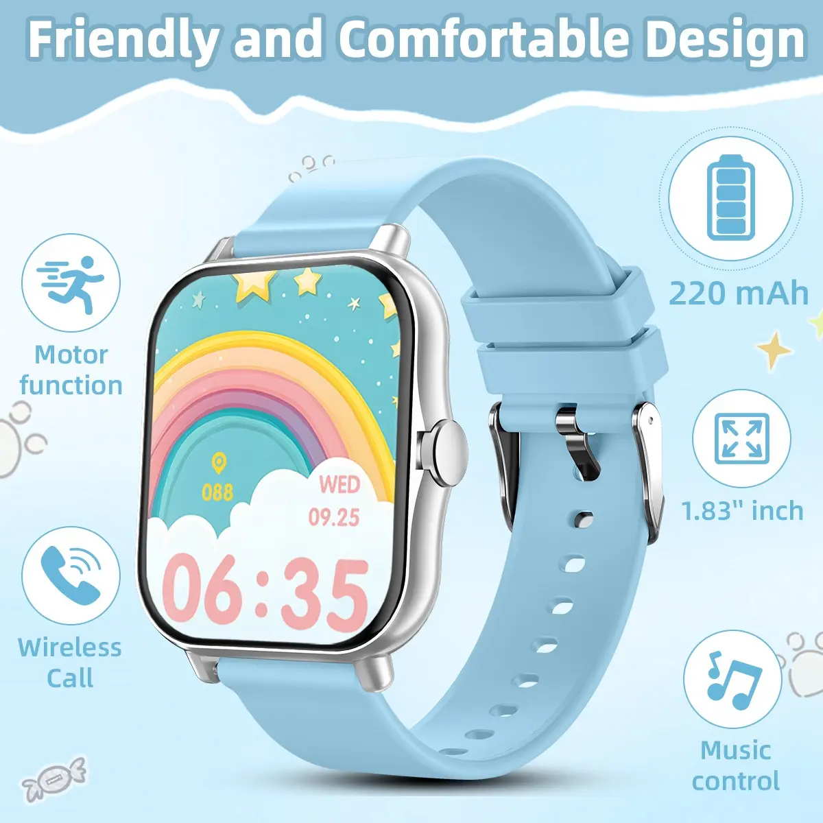 SIMSONLAB Kids Multi-Function Smart Watch: Sports Tracking, Wireless Call, Remote Camera, Music, Calculator, Alarm, Eco-Friendly Material, Parent-Child Interaction, Ideal Gift For Kids