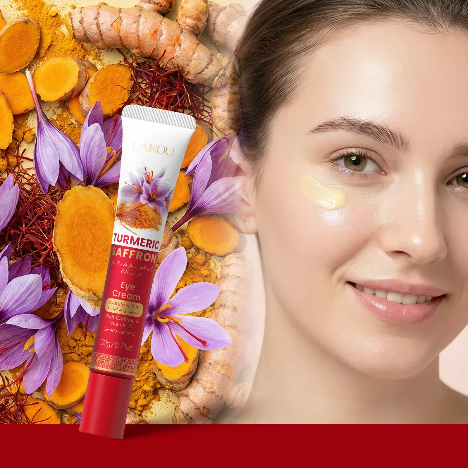 Turmeric Saffron Eye Cream 20ML, Hydrating Moisturizing Eye Cream, Nourishing Formula for Radiant Eyes, Ideal for Daily Use