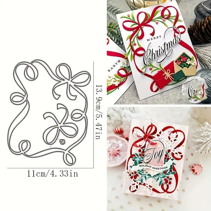 Ribbon Gift Template Die-Cut Card Making Shapes – Professional DIY Scrapbooking Templates, Handmade Greeting Card Tools, and Home Decoration Craft Kits for Holidays