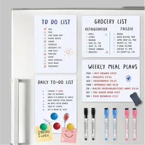 Fridge Whiteboard Set - 12X8 Dry Erase White Board with Bonus Magnets, Markers & Erasers Ideal for Kitchen Fridge Memo Reminder and Daily Notes Display