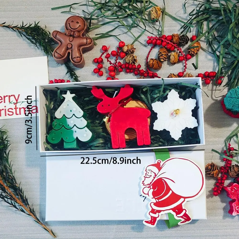 Christmas Scented Candle Gift Box, Handcrafted Soy Wax, Christmas Tree Gingerbread Man Deer Shapes, Aromatherapy Home Decor, Holiday Souvenir