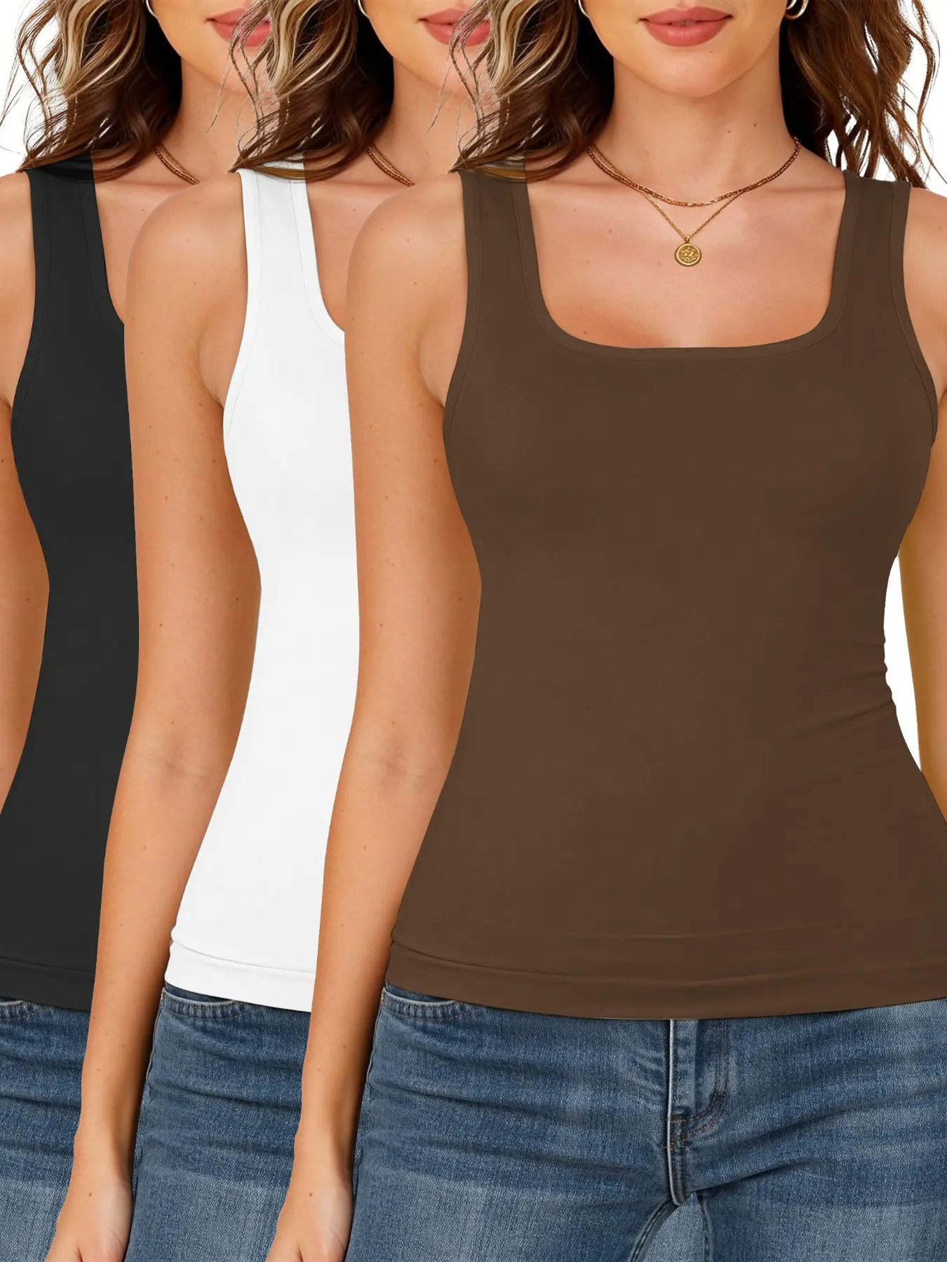 Women's Tummy Control Shapewear Tank Tops, Seamless Square Neck Compression Tops, Slimming Body Shapewear, Solid Backless Shaper