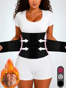 1 Count Women's Multicolor Solid & Leopard Print Girdle, Fajas, Triple Wrap Adjustable Abdomen Smoothing Waist Trainer, Comfort Sexy Fabric Sports Waist Cincher, Stylish Body Shaper Shapewear Belts for Ladies, Ideal For Work Commute & Weekend Leisure