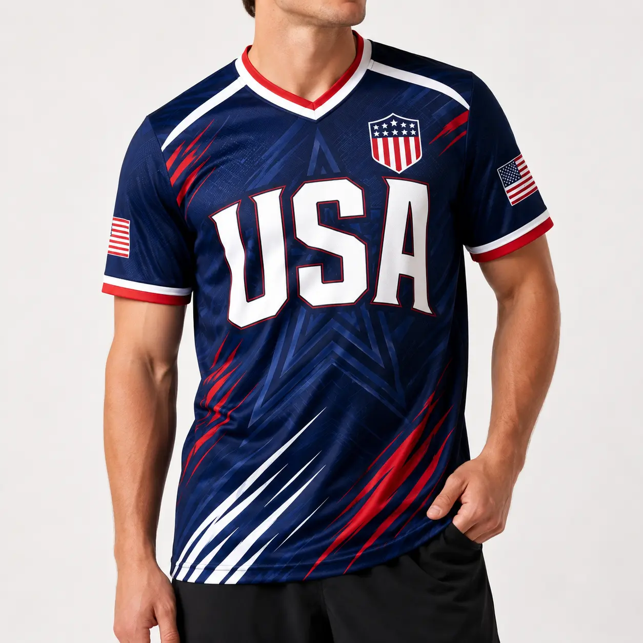 USA Patriotic V Neck Sports Jersey, Men Women Eagle Graphic Navy Fan Shirt, 4th of July Independence Day Outfit, Red White Blue Lightweight Summer Top,clothes，outfits，men's wear，men fashion，summer men clothes，fashion men clothes,4th of july shirts