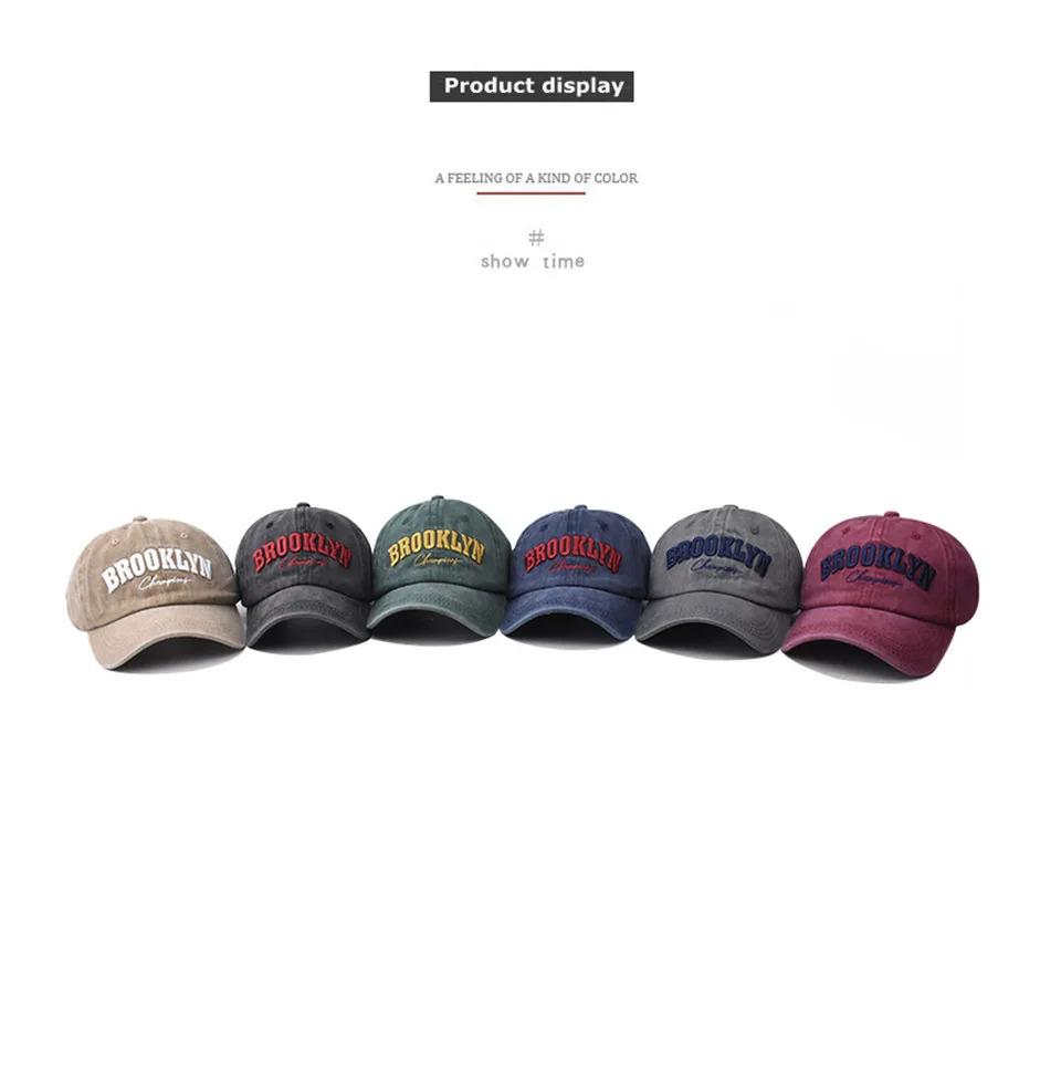 Retro brooklyn Letter Embroidery Baseball Caps Spring Summer Men Women Cotton Adjustable Casual Hat Hip Hop Streetwear Sun Hats