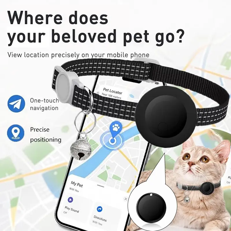 Pet cat tracking and positioning collar, anti loss tracker(Tracker,Collar,Silicone Case)Reflective Breakaway Collar,Cat Tracker Collar for Google'S Find Hub (Android)Solely, Precise Positioning And Accurate Location Sharing,Suitable for Pets, Luggage, and