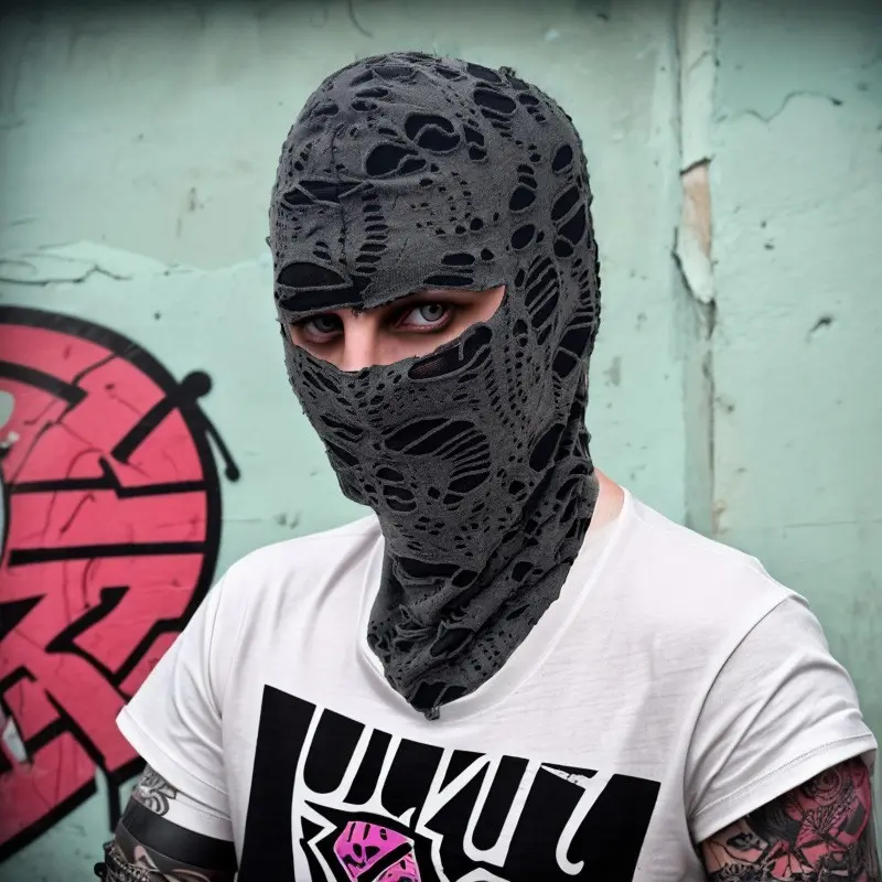 Gothic Punk Vintage Face Mask, Windproof Face Cover Elastic Mask for Skiing, Cycling, Halloween, Streetwear Design, Comfortable Fit, Ski Mask