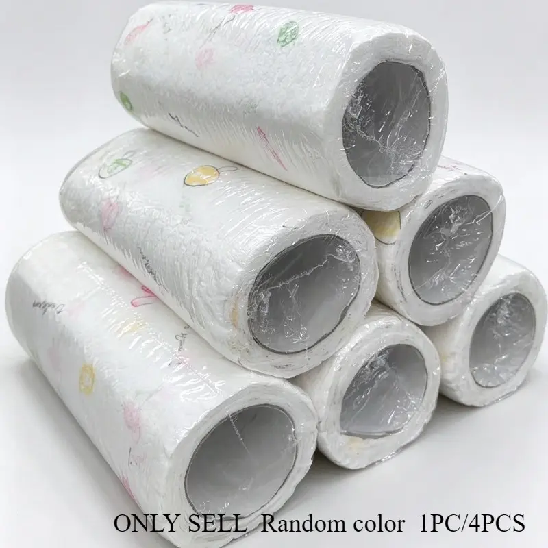 1 Roll/4 Rolls, 50 Sheets per Roll, Organic Bamboo Kitchen Towels with Random Mixed-Color Prints, Soft Reusable Wet and Dry Cleaning Cloths and Dish Rags, Dish Towels for Drying Dishes for Home and Restaurant Kitchens