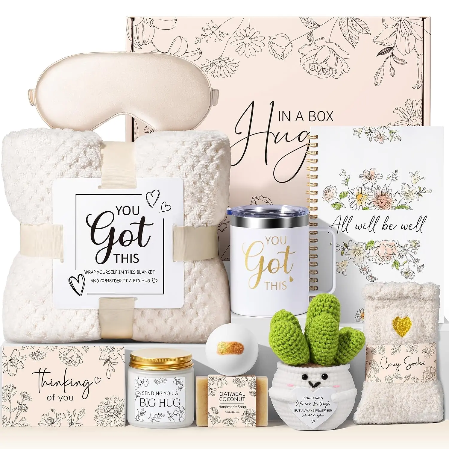 Get Well Soon Gifts Baskets for Spa Self Care Package After Surgery| Inspirational Thinking of You Sympathy Gift Basket, Feel Encouragement Gifts for Sick Mom Her w/ Blanket