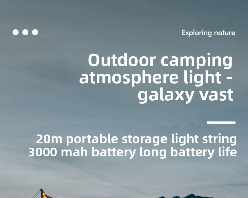 Outdoor Camping String Lights Warm White LED Fairy Lights with Ruler Design Windproof Rope Lantern for Tent Decoration Festival Party Night Lighting