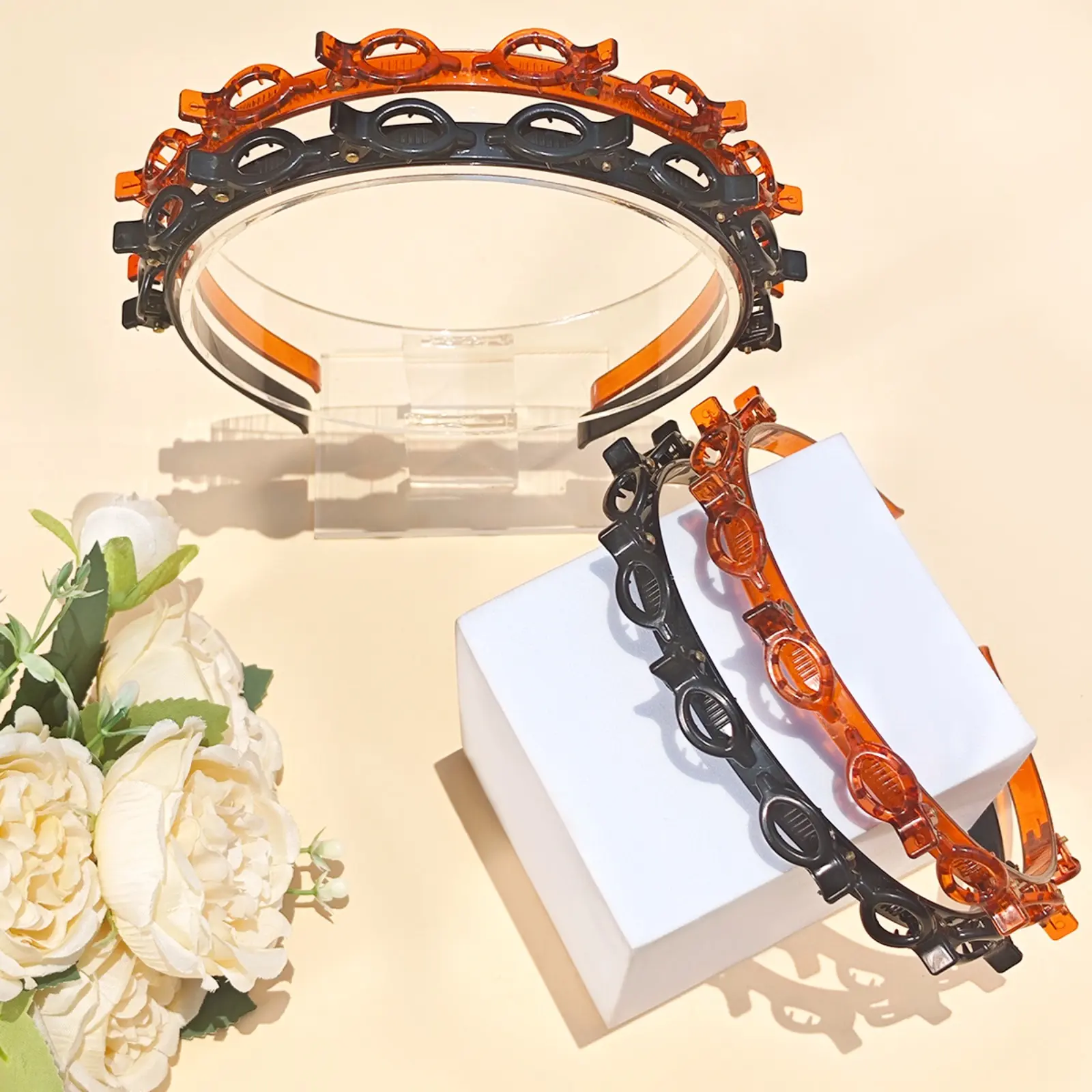 Women Hair Band, Viral Multi Clip Hairstyle Headband, Built In Small Clips Hair Fixing Hoop, Reusable Plastic Braiding Hair Accessory, Non Slip Comfort Flexible Frame, For Bangs Styling Daily Makeup Face Washing