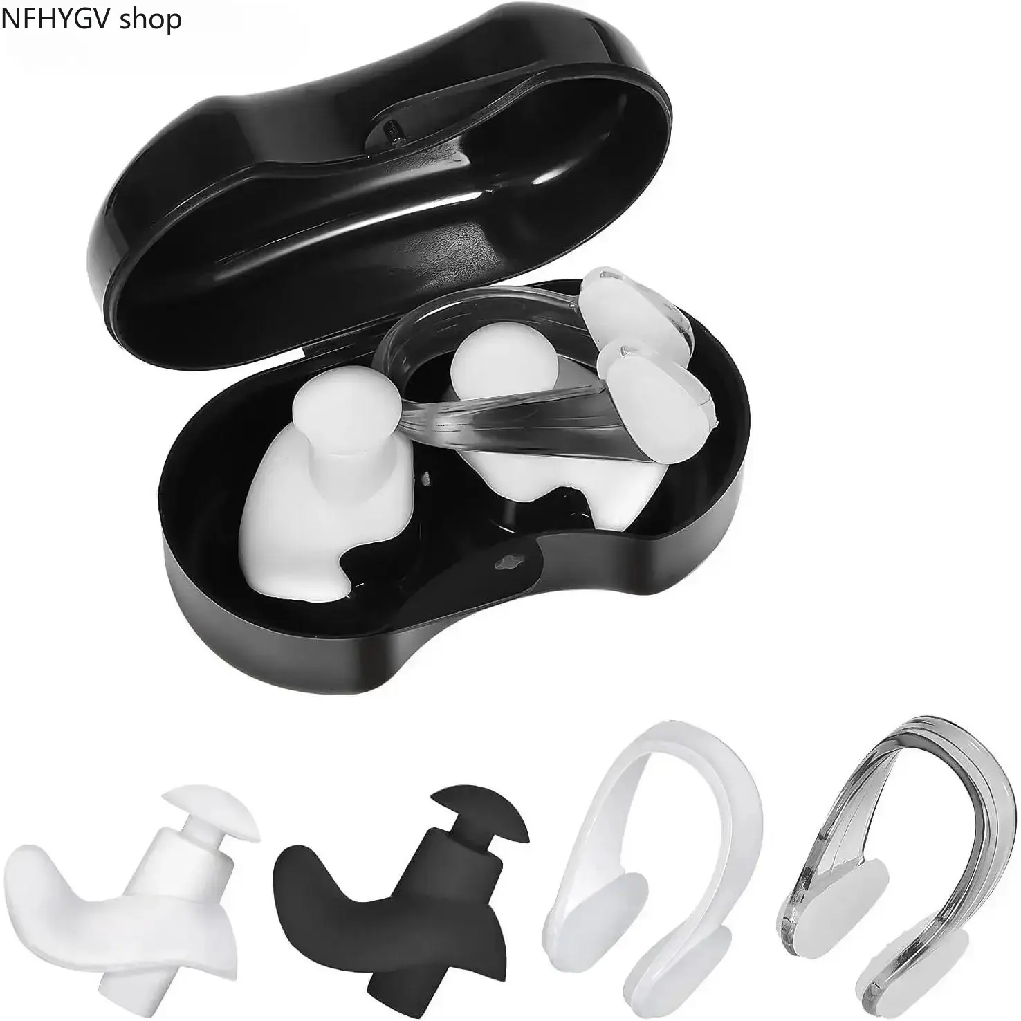 Soft Silicone Earplugs And Nose Clip Combo Set, Reusable Waterproof Swimming Accessory With Storage Case, Water Protection Gear For Pool Leisure Swimming Aquatic Activities And Casual Water Sports Arrangement Use