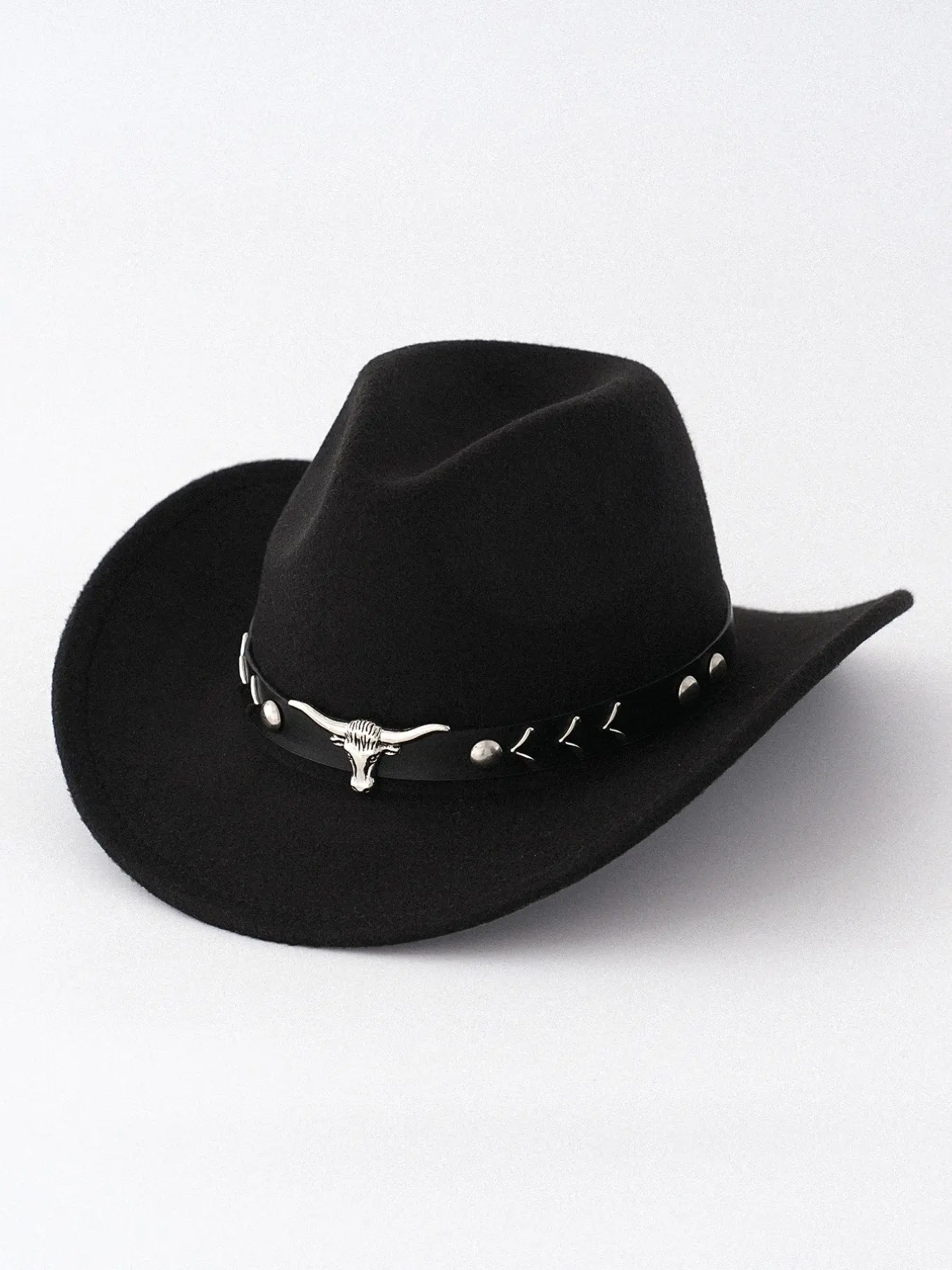 Western Cowboy Hat with Cow Head Ornament, Unisex Fitted Wool Blend Cap, Fashionable Bowler Hat for All Seasons, Perfect Gift, Fashionable Hats