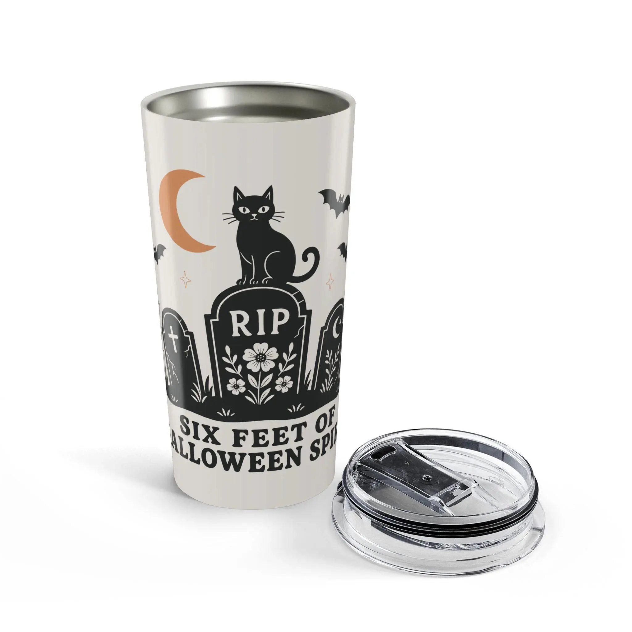 20oz Halloween Cat Graveyard Vacuum Flask, 6-ft Halloween Spirit Travel Tumbler, Kitchenware Drinkware Mug