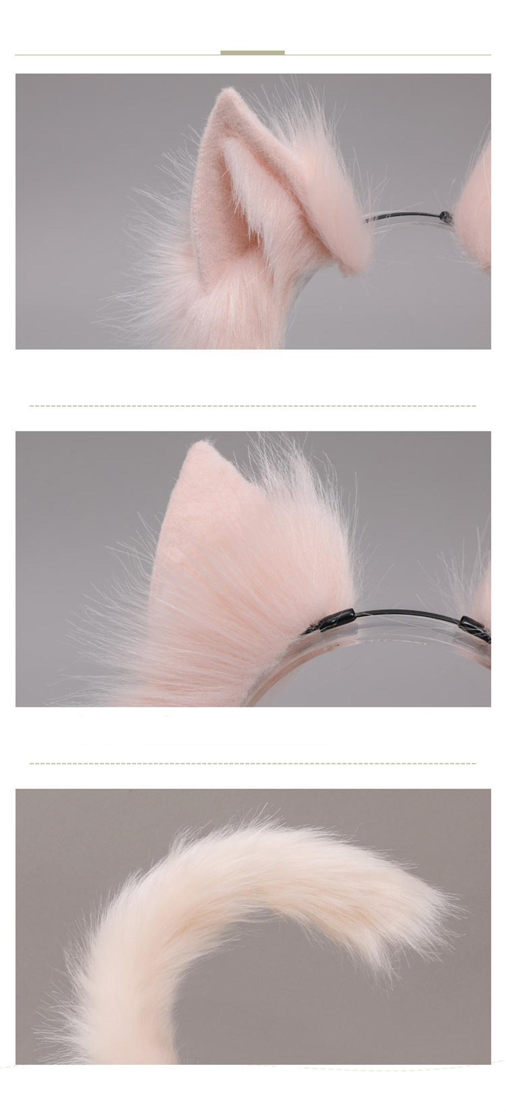 2Pcs/set Plush Cat Ears Tail Set Realistic Lolita Headband Cat Tail  Props Hand-made Simulation Animal Ears