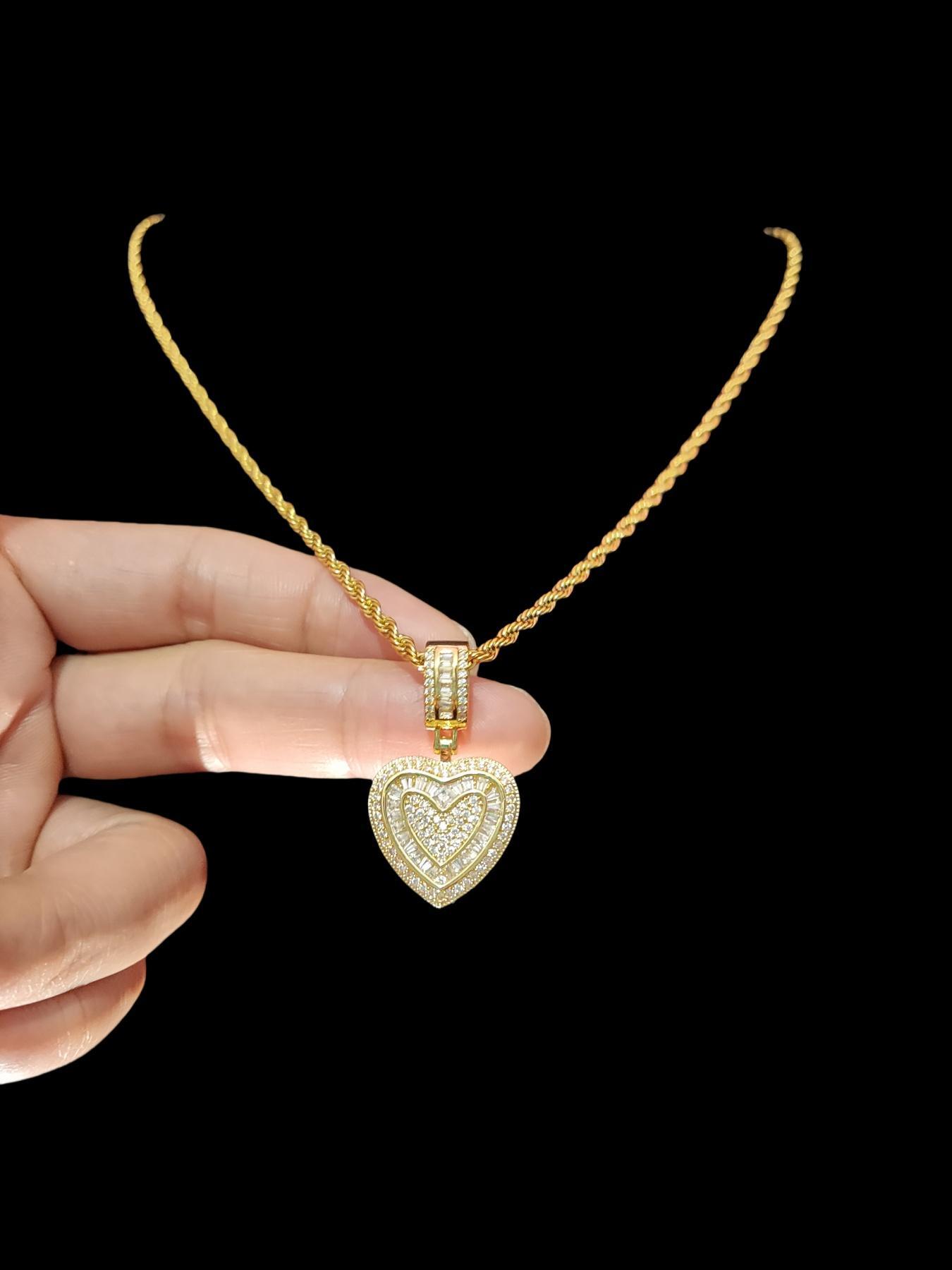 Heart Shaped Artificial Zircon Pendant Necklace for Women, Fashion Jewelry for Party, Daily Clothing Decor, Trendy All-match & Exquisite Jewelry for Birthday Gift, Love Heart Necklace