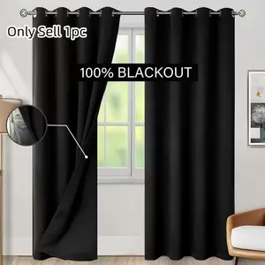 1pc Simple 100% Light Blocking Thermal Insulated Curtain with Coated Insulation Lining, Ideal for Living Room Bedroom Closet Windows Doors, Door Curtains, Minimalist Korean Style
