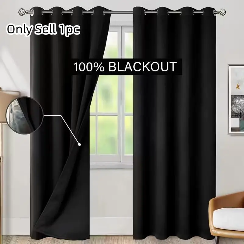 1pc Simple 100% Light Blocking Thermal Insulated Curtain with Coated Insulation Lining, Ideal for Living Room Bedroom Closet Windows Doors, Curtain for Doorway, Door Curtains, Minimalist Korean Style