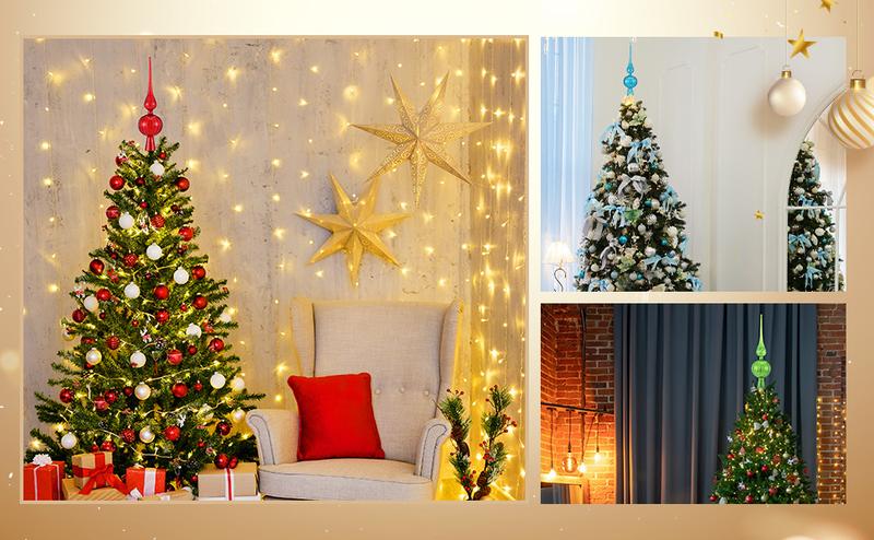 Mercury Glass Finial Christmas Tree Topper 12 Inches Vintage Spherical Xmas Tree Topper Mid Century Christmas Ornament for Home Xmas Holiday Decorations(Sliver)