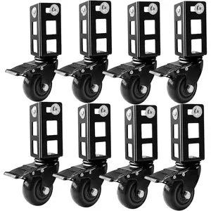 8PCS 3" Heavy Duty Locking Caster Wheels, 500LB Capacity Black Storage Rack Caster Wheels, Accessories for Boltless Self Locking Shelving Racks & Warehouse Storage Shelves