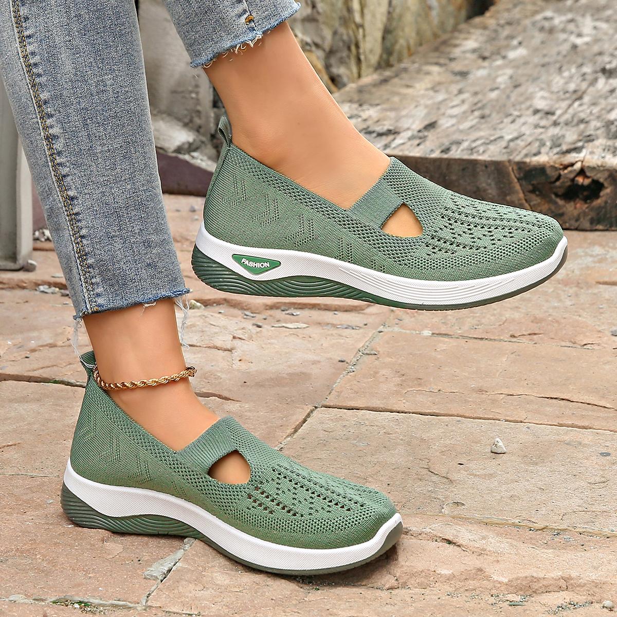 Women Breathable Knit Slip Ons Ultra Soft Sole Comfort Walking Shoes For All Day Wear Indoor And Outdoor