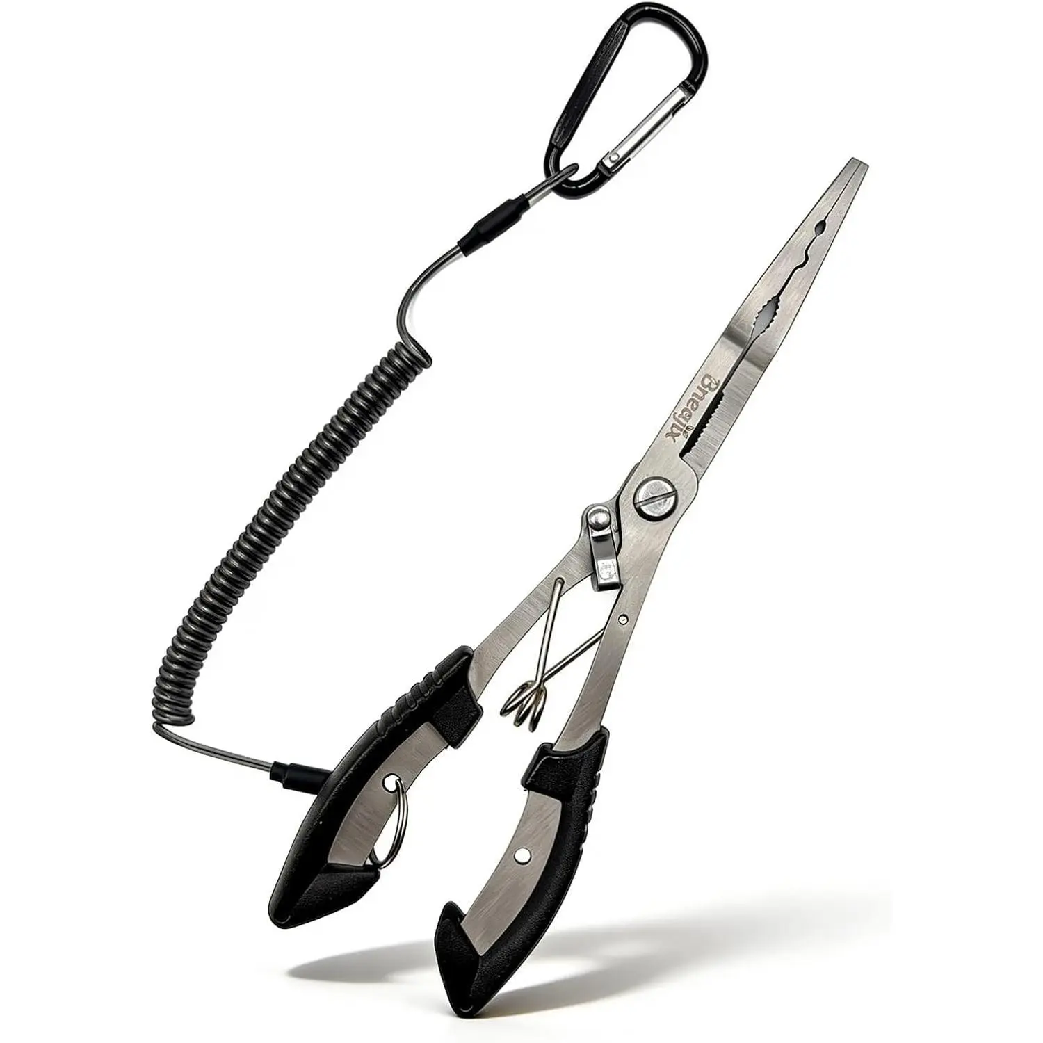Professional 8.4“ Fishing Plier with Safety Lock and Anti Loss Rope | Multi-function long nose hook remover, line cutter, crimper; rustproof stainless steel for saltwater & freshwater fishing