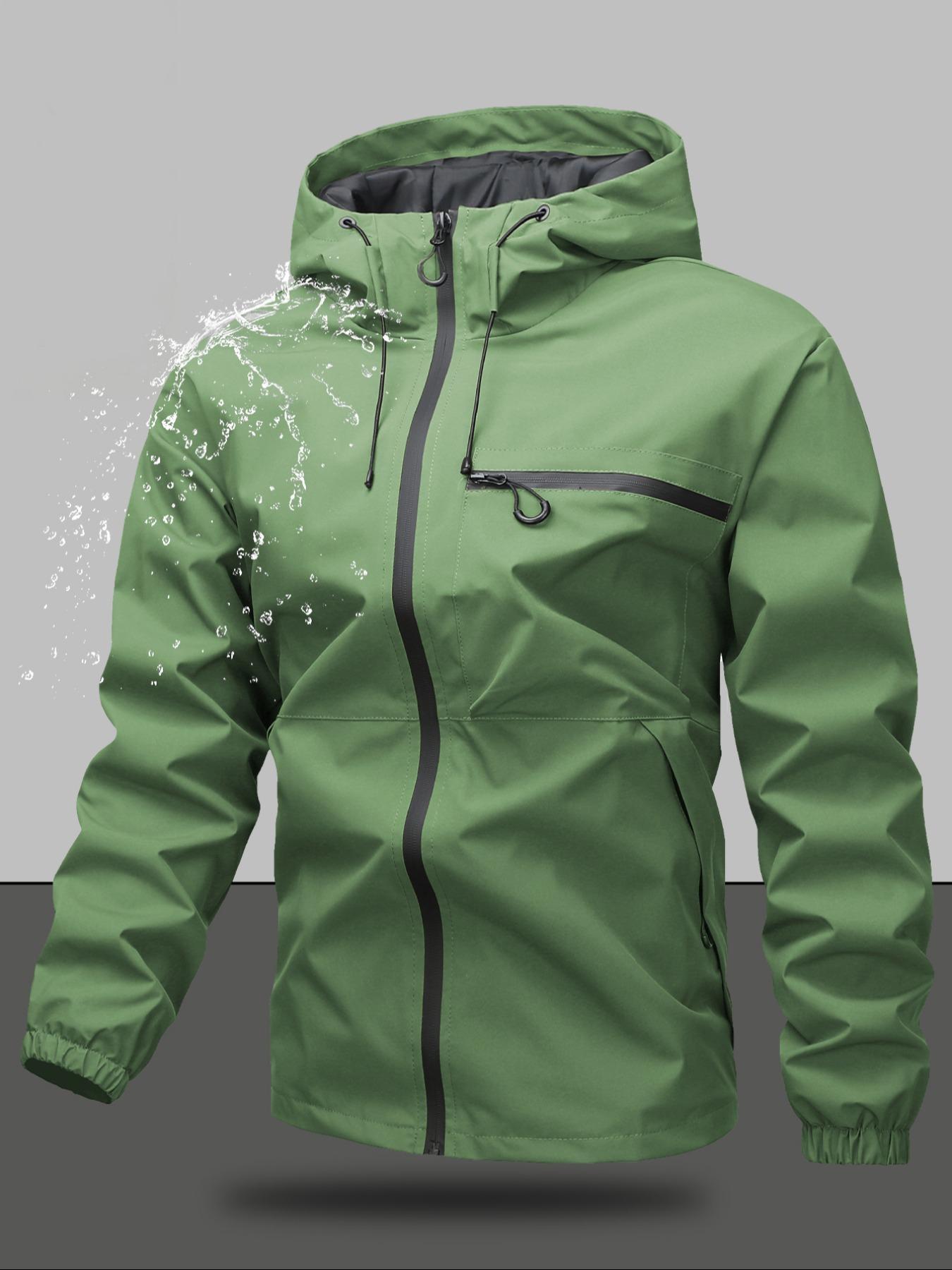 Men's Zip Up Hooded Jacket, Casual Regular Fit Long Sleeve Waterproof Windproof Lightweight Jacket for Outdoor Activities, Fashion Men's Outerwear for All Seasons Coats