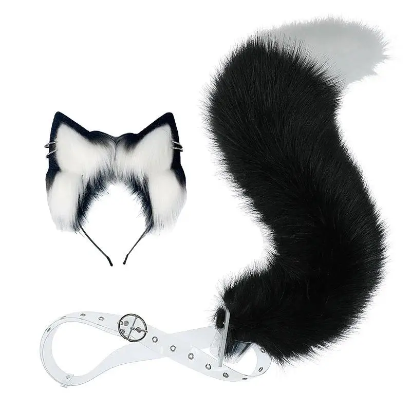 Halloween Fox Ears Beast Ears Headband Comic Exhibition Demon Fox Tail Cos Props Stuffed Fox Ears Tail Suit