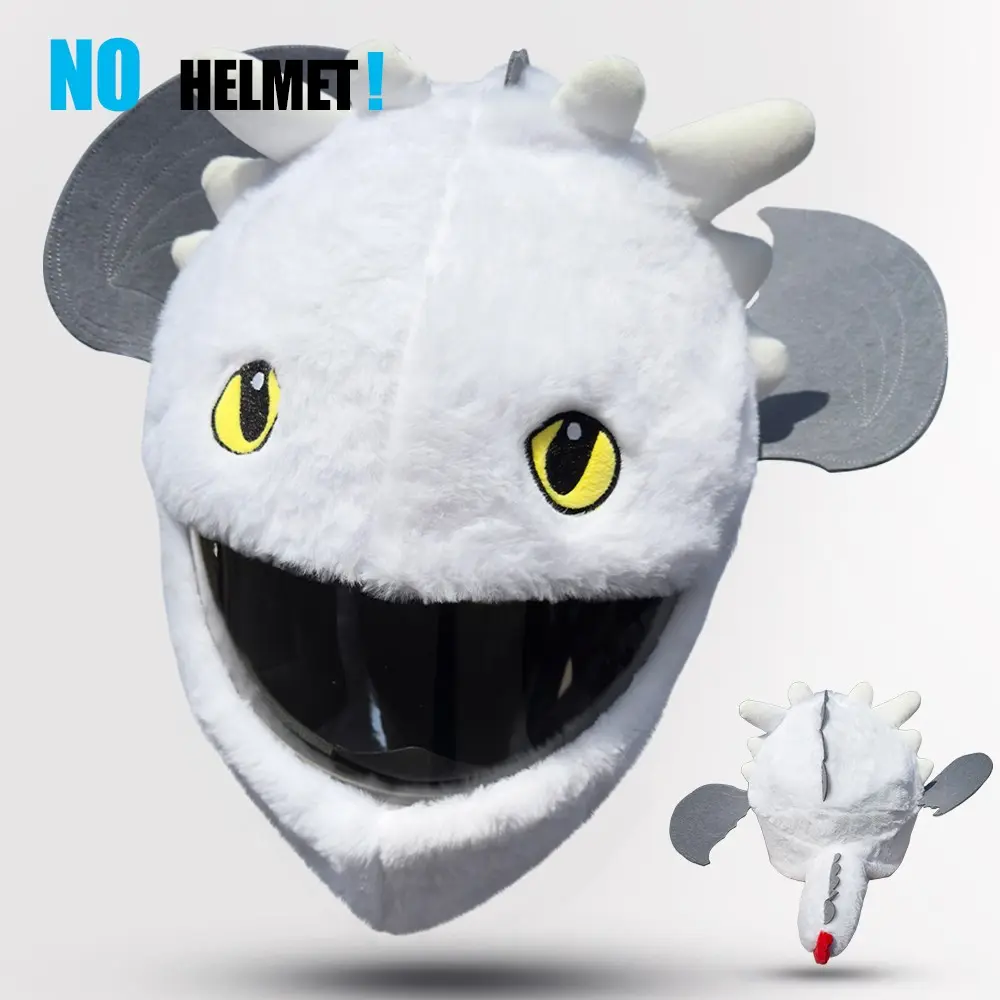 Lighting Dragon Helmet Plush Cover, Creative Motorcycle Full Helmet Accessory, Riding Instagrammable Helmet Protector