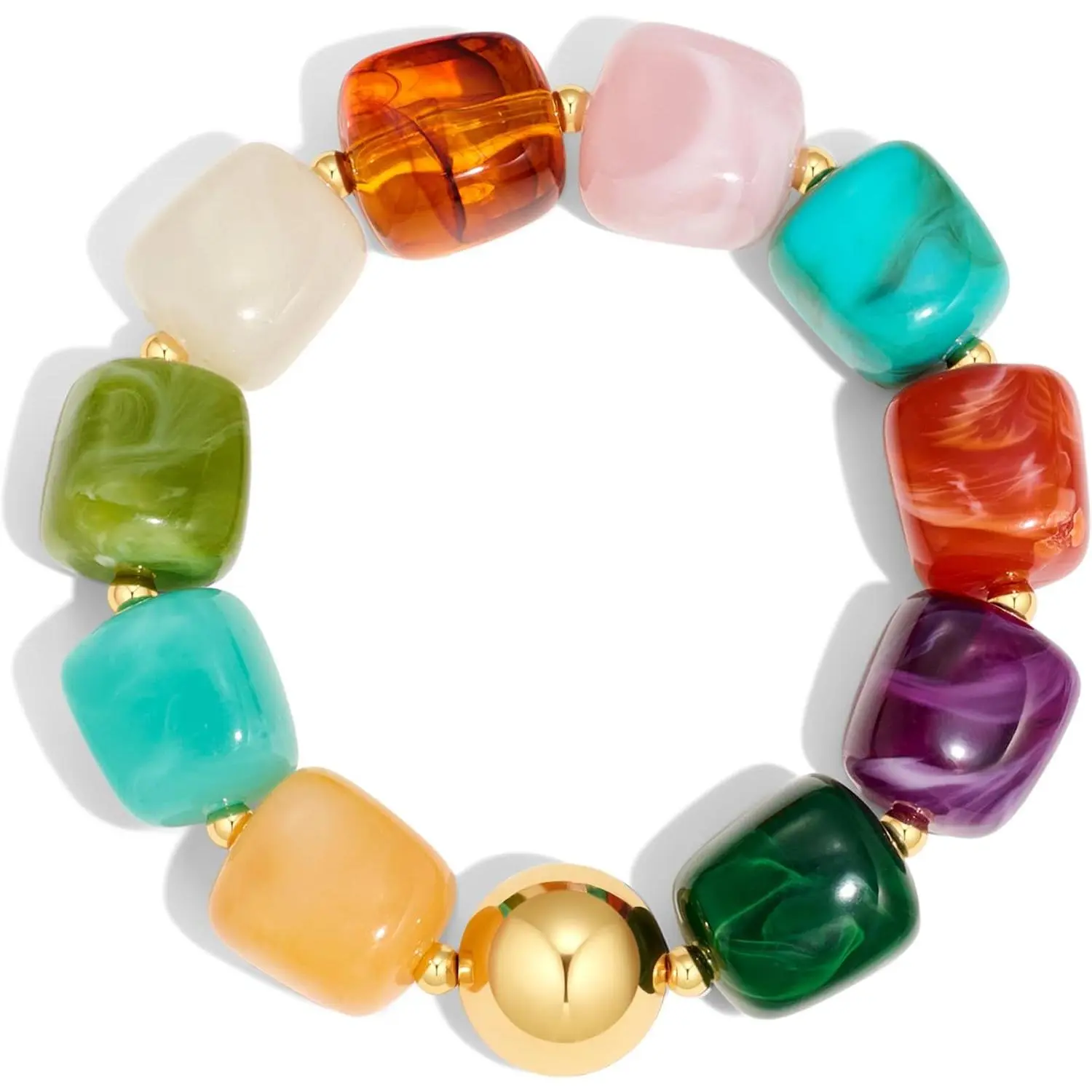 Chunky Beaded Bracelet for Women Colorful  Bead   | Trendy Statement Big Bubble Bracelets Summer Beach Boho Charm  Cute Stuff for Women