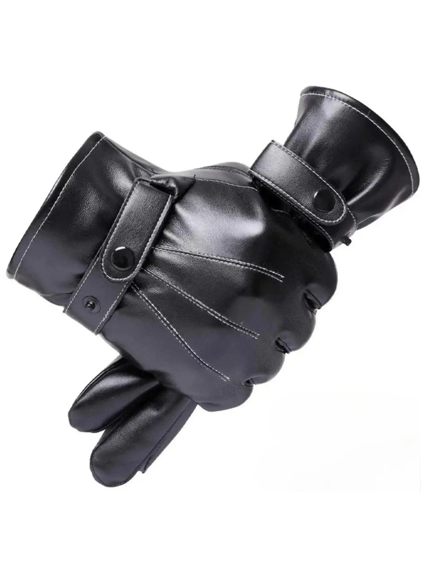 Winter velvet riding gloves, touch screen waterproof and windproof leather gloves, outdoor motorcycle driving, thick and warm men's gloves