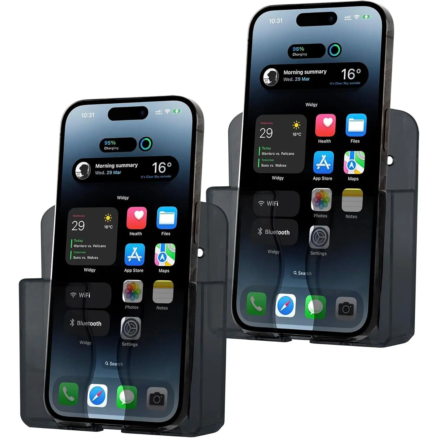 2Pack Transparent Wall-Mounted Phone Holder with Adhesive and Nails Fits  Phones Including  16 Pro Max