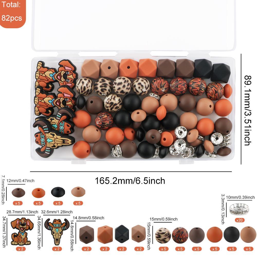 Silicone Beads Kit, 82pcs/box Beads Making Kit, Bead Assortment, DIY Jewelry Making Supplies for Bracelet Necklace Earrings Pendant Making, DIY Crafts, Handmade Gifts, Beads Set, DIY Mix Beads, DIY Galaxy Beads, DIY Beading Accessories