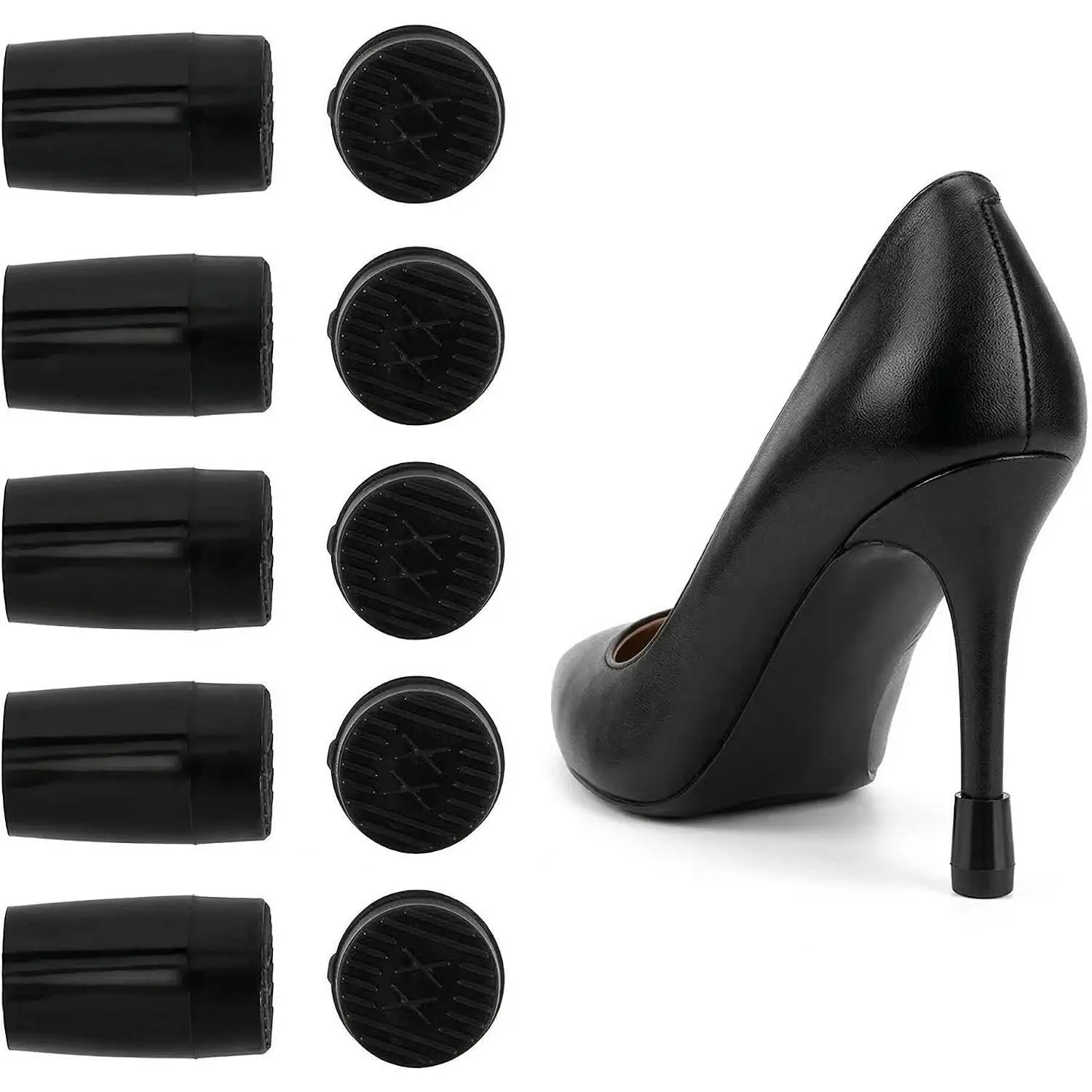 High Heel Protectors for Stilettos, Non-Slip Heel Caps for Women Shoes, Heel Tips for Outdoor Wedding Grass, 5 Sizes