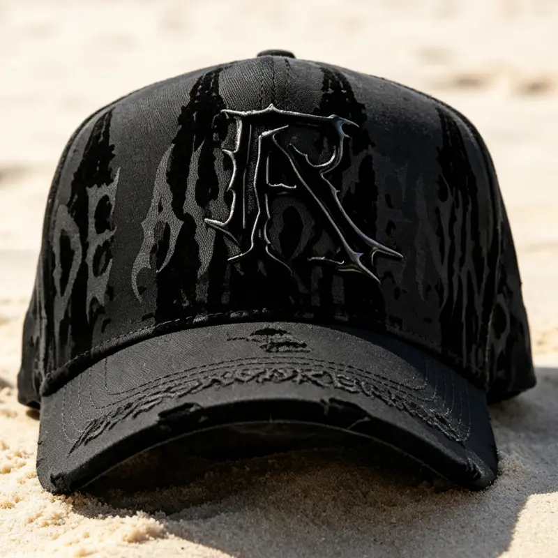 Limited Edition Dark Gothic Baseball Cap – Thorn 'R' Emblem & Cathedral Print Adjustable Snapback