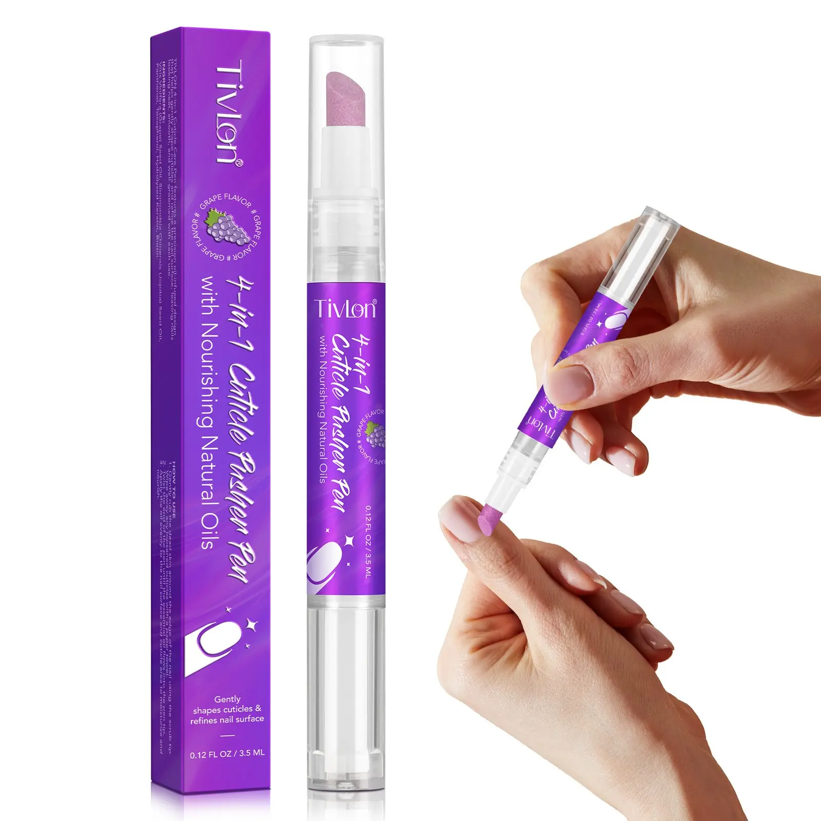 The Tivlon Nail Buffing Pen, Nail care product, features buffing surfaces of varying coarseness, making it easy to smooth rough edges, thick hardened cuticles, and trim hangnails smoothly