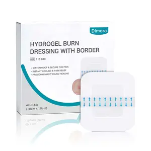 Hydrogel Burn Dressing with Border 4" x 4" (2.5" x 2.5" Pad) – Sterile, Waterproof Burn & Wound Dressing with Instant Cooling Relief for Minor Burns, Cuts & Abrasions (10 Count)