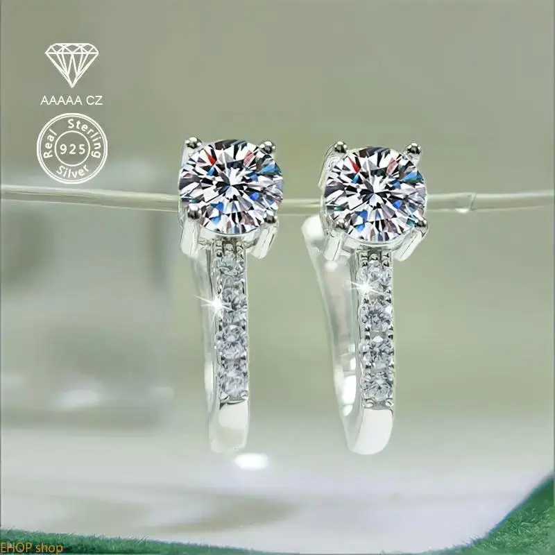 2.3g 925 Sterling Silver French Elegance 5A CZ Inlaid Earrings with Platinum Plating - Perfect for Women, Birthdays, Valentine's Day, Christmas, Halloween, New Year, Daily Wear, Parties, Weddings, and Fashion, Cute