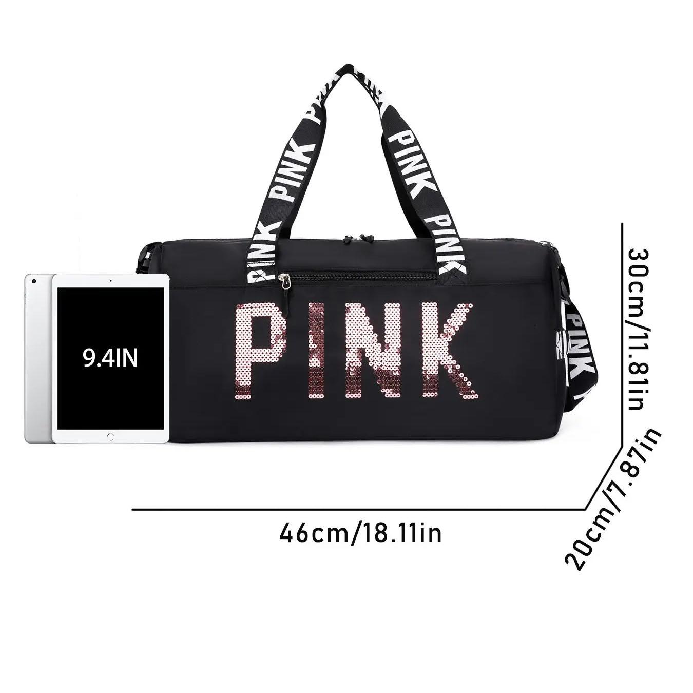 Cute Pink Travel Duffel Bag for Women with Shoe Compartment, Large Capacity Waterproof Gym Weekender Bag for Yoga School Overnight Trip Cute Pink Travel Duffel Bag for Women with Shoe Compartment, Large Capacity Waterproof Gym Weekender Bag for Yoga School Overnight Trip