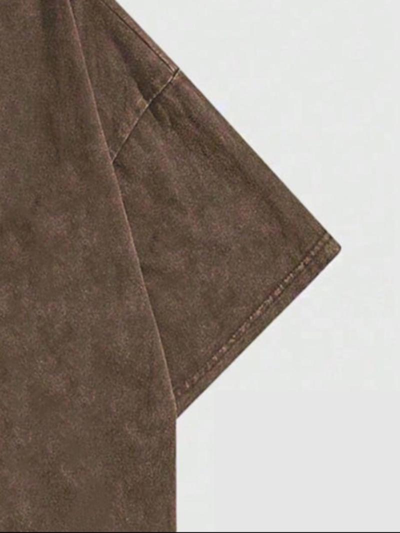 Men's Regular Fit Plain Wave Print Short Sleeve Graphic Tee Casual Style Tee Comfy Round Neck T-shirt for Summer, Fashion Men's Top for Daily Wear, Cotton