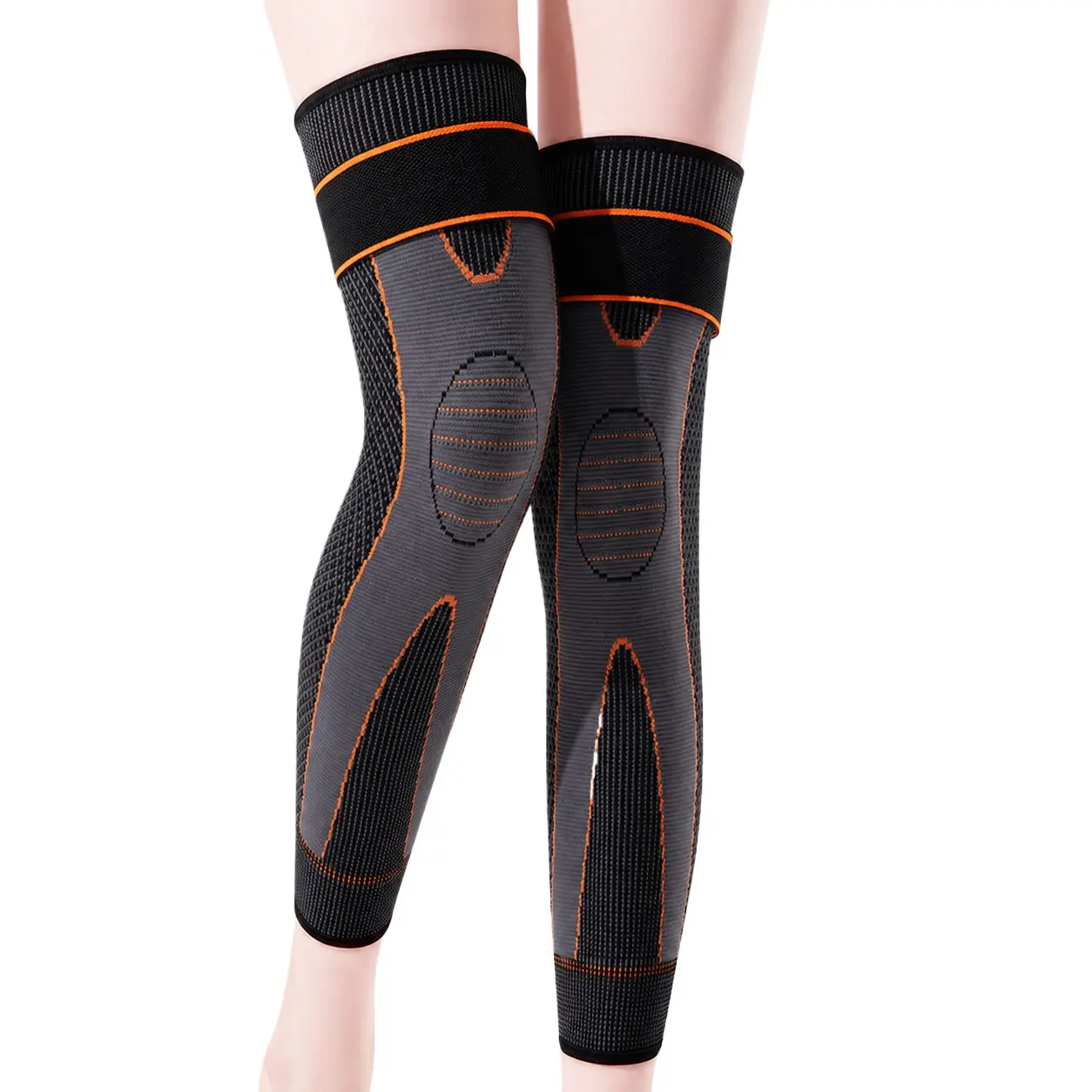 1 Pair  Knee Sleeves with Adjustable Straps, Breathable Non-Slip Knee Support for Running, Gym, Basketball and Hiking Protection