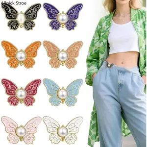 Premium 8-Pack Butterfly Jean Buttons - Reusable, No-Sew Detachable Metal Waist Tighteners for Loose Jeans & Pants - Instant Fit Stylish Denim Fix